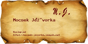 Mocsek Jávorka névjegykártya